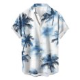 thumbnail image 1 of ZCFZJW Mens Hawaiian Shirts Casual Tropical Palm Tree Print Summer Short Sleeve Button Down Graphic T-Shirts Loose Regular Fit Cotton Beach Aloha Shirt Blue XXXL, 1 of 3
