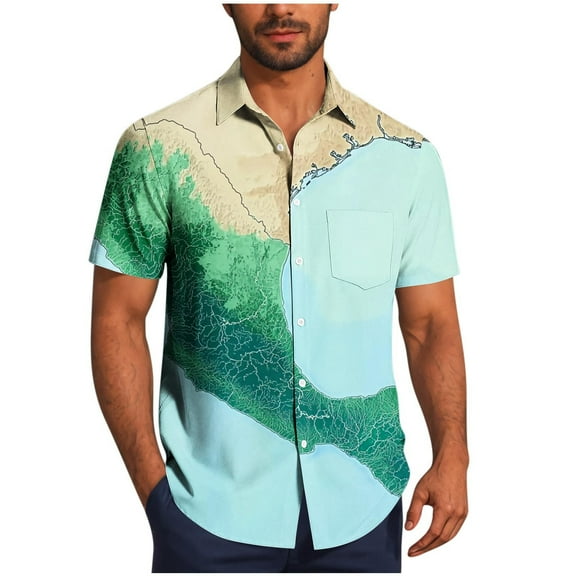 ZCFZJW Mens Hawaiian Shirts Funny Mexican Gulf Printed Summer Short Sleeve Button Down Graphic Holiday Beach Vacation Tees Shirt Tops Multicolor#03 XL