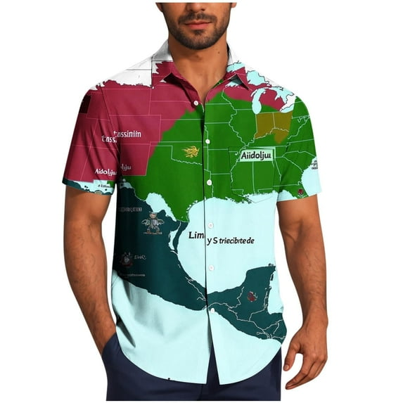 ZCFZJW Mens Hawaiian Shirts Funny Mexican Gulf Printed Summer Short Sleeve Button Down Graphic Holiday Beach Vacation Tees Shirt Tops Multicolor#04 XXXXXL
