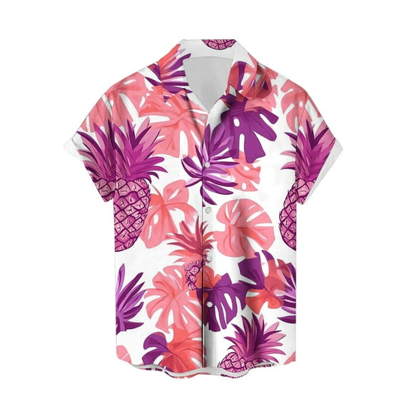 ZCFZJW Mens Hawaiian Shirts Short Sleeve Aloha Shirt Funny Tropical Fruit Print Casual Button Down Shirt Summer Beach Shirts for Holiday Blue XXL