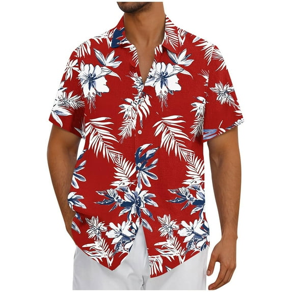 ZCFZJW Mens Hawaiian Shirts Short Sleeve Big and Tall Regular Fit Casual Summer Button Down Tropical Beach Shirt Lightweight Collared Tees Tops Multicolor#07 M