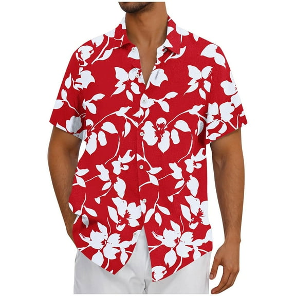 ZCFZJW Mens Hawaiian Shirts Short Sleeve Big and Tall Regular Fit Casual Summer Button Down Tropical Beach Shirt Lightweight Collared Tees Tops Multicolor#09 XL
