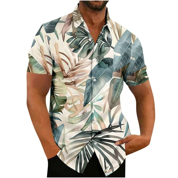 ZCFZJW Mens Hawaiian Shirts Short Sleeve Casual Button Down Tropical Beach Shirt Big and Tall Regular Fit Comfy Holiday Vacation Tees Tops Multicolor#07 XXXXL