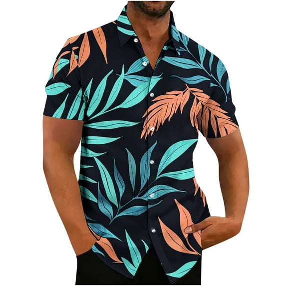 ZCFZJW Mens Hawaiian Shirts Short Sleeve Casual Button Down Tropical Beach Shirt Big and Tall Regular Fit Comfy Holiday Vacation Tees Tops Multicolor#08 XXXXL