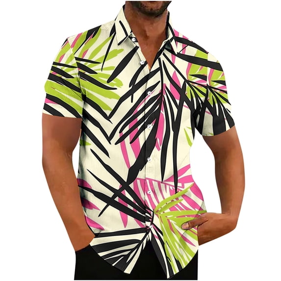 ZCFZJW Mens Hawaiian Shirts Short Sleeve Casual Button Down Tropical Beach Shirt Big and Tall Regular Fit Comfy Holiday Vacation Tees Tops Multicolor#12 XL