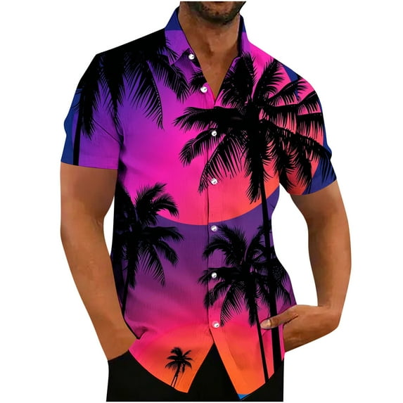 ZCFZJW Mens Hawaiian Shirts Short Sleeve Casual Button Down Tropical Beach Shirt Big and Tall Regular Fit Comfy Holiday Vacation Tees Tops Multicolor#14 XL