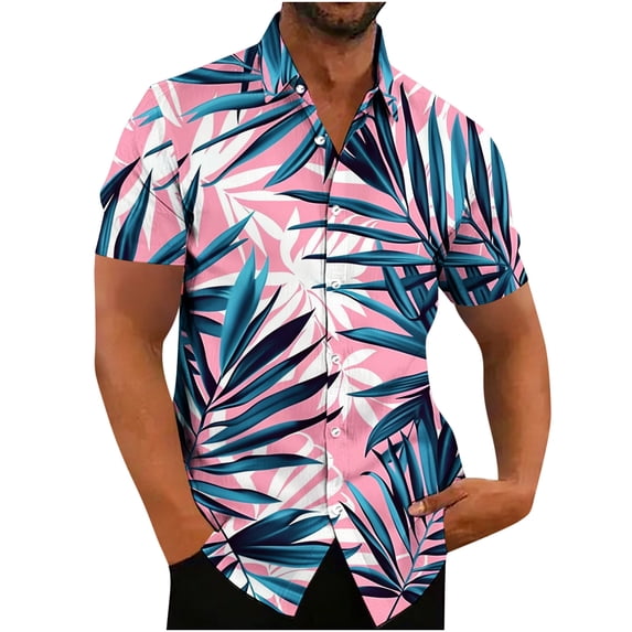 ZCFZJW Mens Hawaiian Shirts Short Sleeve Tropical Button Down Shirts Casual Big and Tall Regular Fit Summer Holiday Vacation Beach Shirts Tops Multicolor#06 L