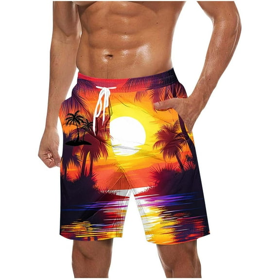 ZCFZJW Mens Hawaiian Shorts Casual Drawstring Elastic Waist Tropical Palm Tree Print Beach Bathing Suit Lightweight Quick Dry Swim Trunks with Pockets Multicolor#03 XXXXL