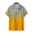 thumbnail image 1 of ZCFZJW Mens Hawaiian Style T-Shirts Casual Summer Short Sleeve Button Down Tie Dye Gradient Printed Bowling Shirts Loose Regular Fit Comfy Beach Holiday Tees Tops Yellow XL, 1 of 5