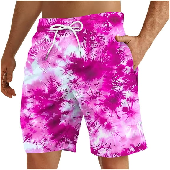 ZCFZJW Mens Hawaiian Swim Trunks Tie Dye Gradient Print Quick Dry Bathing Suit Swimming Board Shorts Big and Tall Regular Fit Drawstring Elastic Waist Short Pants with Pockets Multicolor#19 XXXL