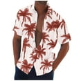 thumbnail image 1 of ZCFZJW Mens Hawaiian Tropical Palm Tree Shirts Lightweight Casual Summer Short Sleeve Button Down Beach T-Shirts Fashion Vacation Outfit Clothes Brown XXXL, 1 of 5