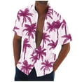 thumbnail image 1 of ZCFZJW Mens Hawaiian Tropical Palm Tree Shirts Lightweight Casual Summer Short Sleeve Button Down Beach T-Shirts Fashion Vacation Outfit Clothes Purple XXL, 1 of 5