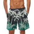 thumbnail image 1 of ZCFZJW Mens Hawiian Swim Trunks Quick Dry Summer Drawstring Elastic Waist Beach Shorts Lightweight Regular Fit Tropical Print Short Pants with Pockets Multicolor#14 M, 1 of 4