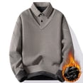 thumbnail image 1 of ZCFZJW Mens Henley Neck Sweater Long Sleeve Chunky Sweatshirt Casual Sherpa Warm Fleece Pullover Tops Thicken Fake Two Piece Shirts L, 1 of 7