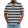 thumbnail image 1 of ZCFZJW Mens Henley Shirts Casual Striped Printed Summer Short Sleeve 1/4 Button V Neck Athletic Workout Tops Trendy Oversized Cotton Tees Black XXL, 1 of 5
