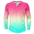 thumbnail image 1 of ZCFZJW Mens Henley Shirts Casual Tie Dye Gradient Color Print Long Sleeve Regular Fit Graphic T-Shirts Trendy Lightweight Comfy Pullover Tops XXL, 1 of 4