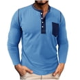 thumbnail image 1 of ZCFZJW Mens Henley Shirts Long Sleeve Casual Button T-Shirts Cotton Basic Tee Shirts Muscle Slim Fit Raglan Sleeve Vintage T Shirts Sky Blue M, 1 of 6