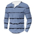 thumbnail image 1 of ZCFZJW Mens Henley Shirts Striped Color Block Print Long Sleeve Button Neckline Graphic T-Shirts Loose Lightweight Comfy Pullover Sweatshirt Tops Blue XXL, 1 of 4