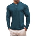 thumbnail image 1 of ZCFZJW Mens Henley T-Shirts Lightweight Dress Long Sleeve Lightweight Casual Slim Fit Basic Collarless Quarter Button Pullover Tops Green XL, 1 of 6