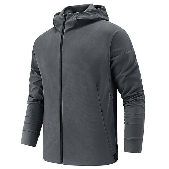 ZCFZJW Mens Hooded Raincoat Lightweight Rain Jacket Casual Long Sleeve Full Zip up Waterproof Outdoor Jackets Fall Winter Hoodie Outwear Coat with Pockets Dark Gray XL
