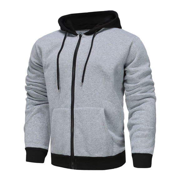 ZCFZJW Mens Hoodies Pullover Color Block Printed Fall Winter Long Sleeve Casual Drawstring Lightweight Hooded Sweatshirt Tops with Pocket Gray L