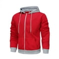 thumbnail image 1 of ZCFZJW Mens Hoodies Pullover Color Block Printed Fall Winter Long Sleeve Casual Drawstring Lightweight Hooded Sweatshirt Tops with Pocket Red S, 1 of 3