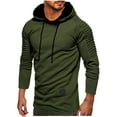 thumbnail image 1 of ZCFZJW Mens Hoodies Tops Trendy Fall Ruched Long Sleeve Casual Solid Color Drawstring Hooded Pullover Sweatshirts Trendy Warm Outerwear Shirts Green S, 1 of 5