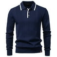 thumbnail image 1 of ZCFZJW Mens Knit Business Sweater Lightweight Long Sleeve Casual Quarter Button up Dress Worn Shirts Stylish Pullover Sweaters Navy S, 1 of 10