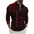 thumbnail image 1 of ZCFZJW Mens Knit Polo Shirt Quarter Zip Slim Fit Pullover Long Sleeve Sweater Trendy Big and Tall Graphic Polo Sweatshirts Lightweight Soft Cotton T-Shirts Red L, 1 of 5