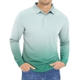 thumbnail image 1 of ZCFZJW Mens Knit Polo Shirts Casual Tie Dye Gradient Print Long Sleeve Classic Polo Shirts Button Down Golf Shirts Loose Fit Henley Tops White L, 1 of 4