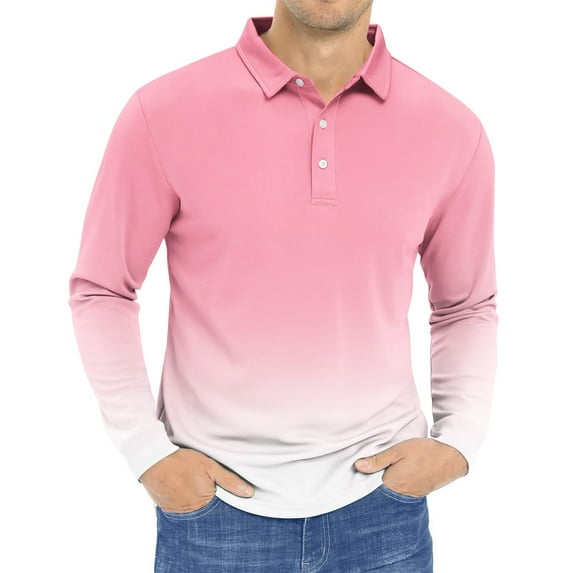 ZCFZJW Mens Knit Polo Shirts Casual Tie Dye Gradient Print Long Sleeve Classic Polo Shirts Button Down Golf Shirts Loose Fit Henley Tops Multicolor#02 XL