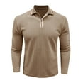 thumbnail image 1 of ZCFZJW Mens Knit Polo Shirts Fall Casual Button Down Long Sleeve 1/4 Button up Dress Shirts Winter Lightweight Pullover Sweater Jumper Tops Khaki M, 1 of 6