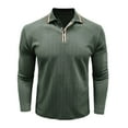 thumbnail image 1 of ZCFZJW Mens Knit Polo Shirts Fall Casual Button Down Long Sleeve 1/4 Button up Dress Shirts Winter Lightweight Pullover Sweater Jumper Tops Army Green XXXL, 1 of 6