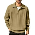 thumbnail image 1 of ZCFZJW Mens Knit Sweaters Lightweight Casual Long Sleeve Pullover Sweater Trendy Solid Color Basic V Neck Collared Sweater Golf Sweaters and Pullovers Khaki XXXXL, 1 of 10