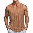 thumbnail image 1 of ZCFZJW Mens Knitted Tank Tops Casual Sleeveless Hollow Out Crochet Crewneck T-Shirts Muscle Summer Beach Hippie Shirts Khaki M, 1 of 4