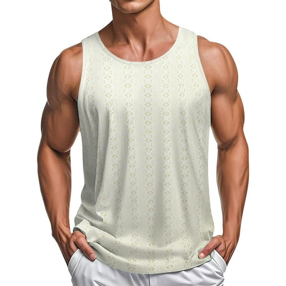 ZCFZJW Mens Knitted Tank Tops Casual Sleeveless Hollow Out Crochet Crewneck T-Shirts Muscle Summer Beach Hippie Shirts White M