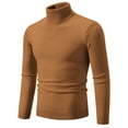 thumbnail image 1 of ZCFZJW Mens Knitted Turtleneck Long Sleeve Turtle Neck Thermal Casual Lightweight High Neck Sweaters Ribbed Pullover Sweater Tops Brown XL, 1 of 2
