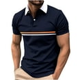 thumbnail image 1 of ZCFZJW Mens Lapel Collar Button V Neck Shirts Casual Summer Short Sleeve Solid Color Pullover Tops Loose Lightweight Comfy Basic Workout Tees Shirt Navy XXXL, 1 of 6