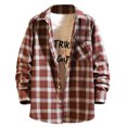 thumbnail image 1 of ZCFZJW Mens Lightweight Casual Button Down Plaid Shirts Casual Long Sleeve Regular Fit Leisure Shirt with Pockets Red XXXXL, 1 of 5