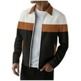thumbnail image 1 of ZCFZJW Mens Lightweight Jacket Casual Full Zip up Long Sleeve Bomber Jacket Striped Color Block Varsity Coat with Pockets Coffee M, 1 of 7
