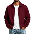 thumbnail image 1 of ZCFZJW Mens Lightweight Jackets Full Zip up Casual Stylish Windbreakers Loose Fit Work Office Light Track Jacket Laydown Collar Fall Golf Coats with Pockets Red M, 1 of 5