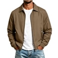 thumbnail image 1 of ZCFZJW Mens Lightweight Jackets Full Zip up Casual Stylish Windbreakers Loose Fit Work Office Light Track Jacket Laydown Collar Fall Golf Coats with Pockets Khaki XXL, 1 of 8