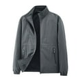 thumbnail image 1 of ZCFZJW Mens Lightweight Windbreaker Full Zip Up Long Sleeve Stand Collar Jackets Light Casual Fall Outwear Coat with Zipper Pockets Gray XXL, 1 of 10