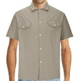 thumbnail image 1 of ZCFZJW Mens Linen Shirts Short Sleeve Button Down Shirts Cotton Summer Beach Cuban Shirts Vacation Hawaiian Shirts Tops with Pockets Khaki XXXL, 1 of 5