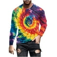thumbnail image 1 of ZCFZJW Mens Long Sleeve Bleached T-Shirts Casual Tie Dye Print Crewneck Pullover Sweatshirts Loose Lightweight Comfy Graphic Athletic Tees Tops Dark Blue#02 XL, 1 of 5