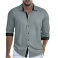 thumbnail image 1 of ZCFZJW Mens Long Sleeve Button Down Shirts Untucked Shirts for Men Wrinkle Free Lightweight Casual Dress Shirts Beach Wedding Shirts Gray M, 1 of 5