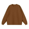 thumbnail image 1 of ZCFZJW Mens Long Sleeve Crewneck Sweatshirts Loose Lightweight Casual Solid Color Pullover Tops Trendy Fall Oversized Baggy Shirts Brown S, 1 of 8