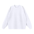 thumbnail image 1 of ZCFZJW Mens Long Sleeve Crewneck Sweatshirts Loose Lightweight Casual Solid Color Pullover Tops Trendy Fall Oversized Baggy Shirts White XL, 1 of 8