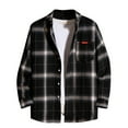 thumbnail image 1 of ZCFZJW Mens Long Sleeve Flannel Plaid Shirts Casual Button Down Shacket Jackets Classic Flannel Shirt Button Down Shirt Jacket Tops Black XXL, 1 of 4