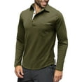 thumbnail image 1 of ZCFZJW Mens Long Sleeve Polo Shirts Casual Solid Color Long Sleeve Lapel Collar V Neck Pullover Sweatshirts Loose Lightweight Comfy Basic Workout Shirts Green S, 1 of 7